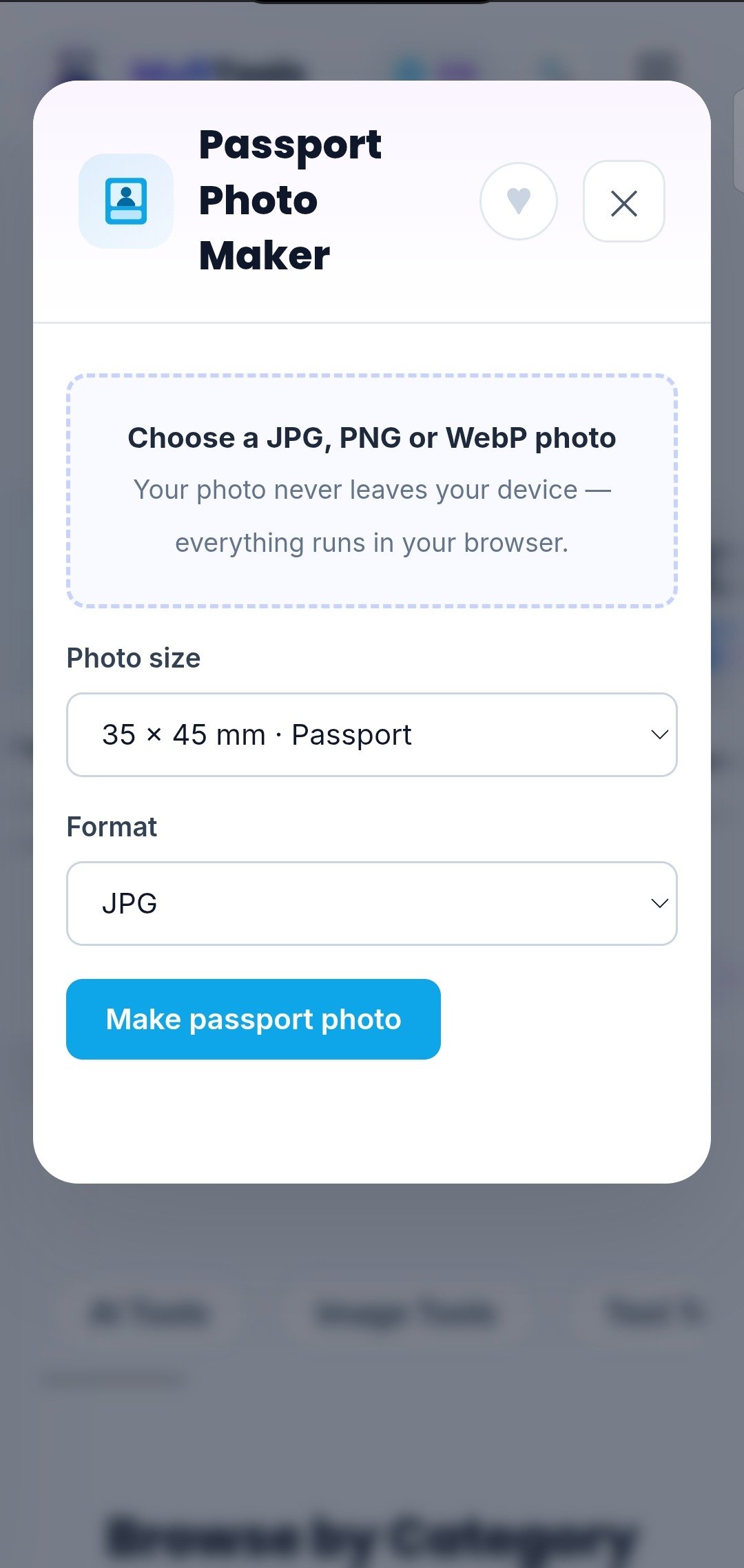 Free Passport Photo Maker Online — 35x45mm & 2×2 Inch